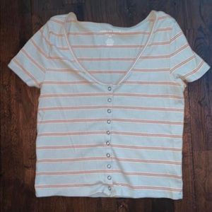 AE striped blue/white/orange crop like shirt!